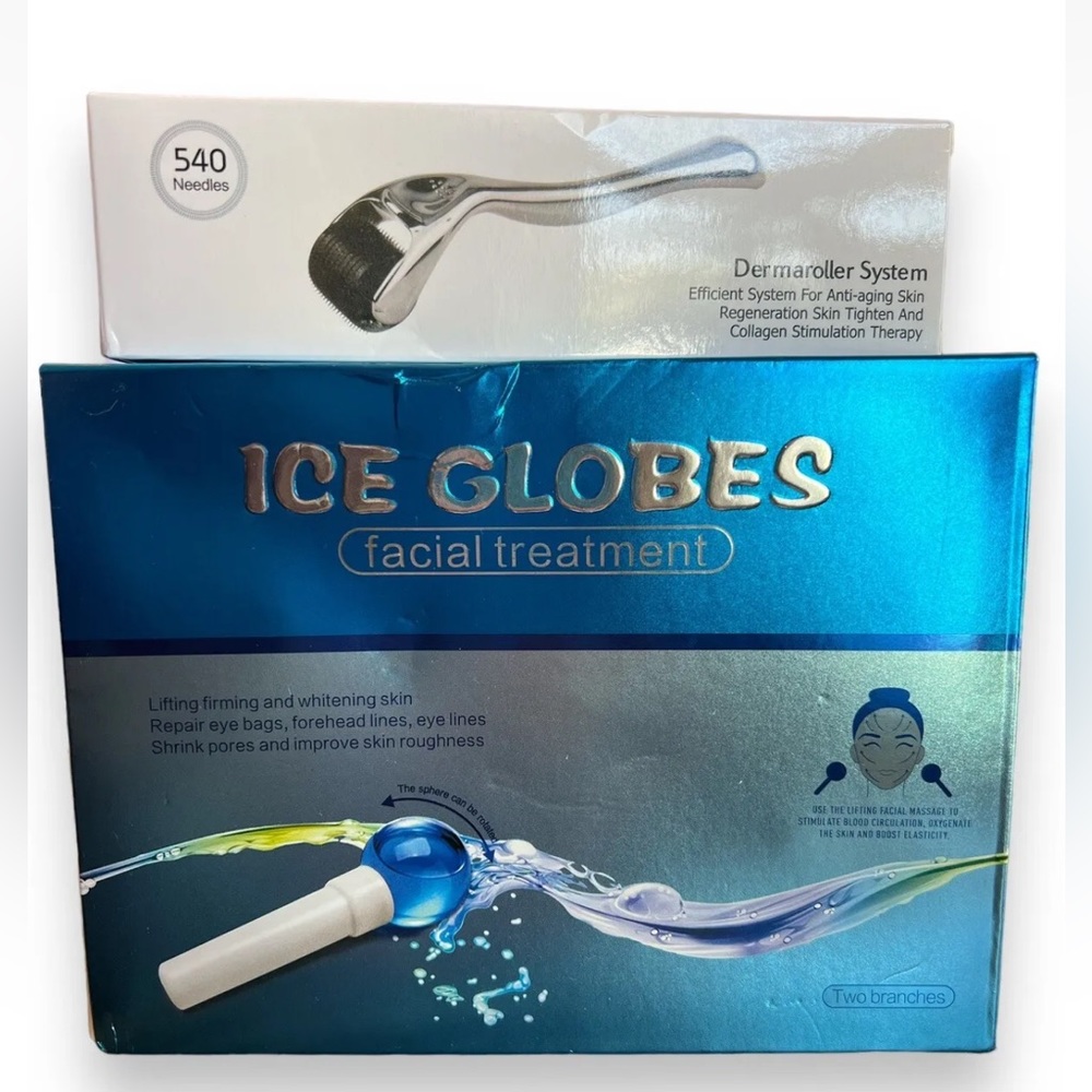 Ice Globes for Facials Face Massager & Dermaroller  0.25mm Firm Tight Skin